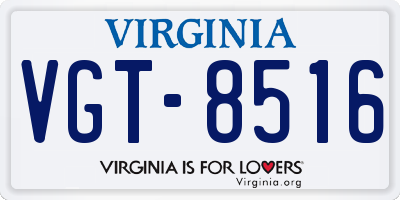 VA license plate VGT8516