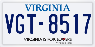 VA license plate VGT8517