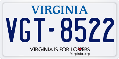 VA license plate VGT8522