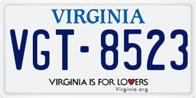 VA license plate VGT8523