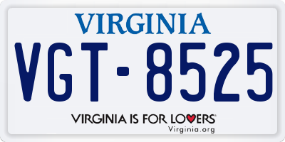 VA license plate VGT8525