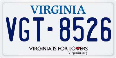 VA license plate VGT8526