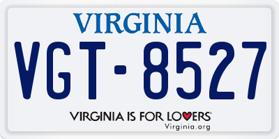 VA license plate VGT8527