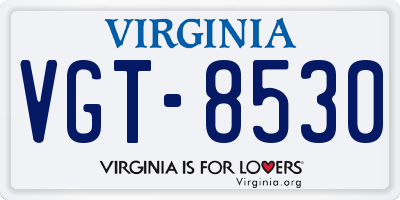 VA license plate VGT8530