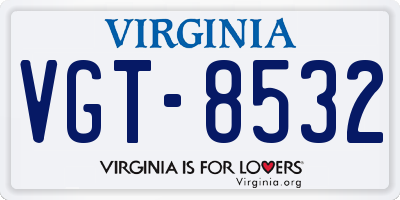 VA license plate VGT8532