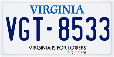 VA license plate VGT8533
