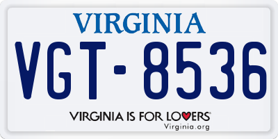 VA license plate VGT8536
