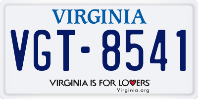 VA license plate VGT8541