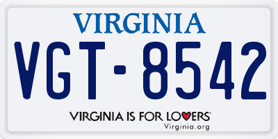 VA license plate VGT8542