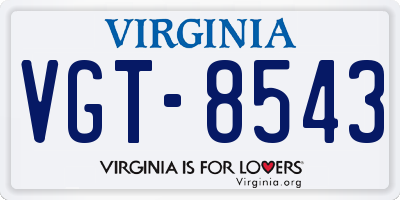 VA license plate VGT8543