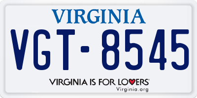 VA license plate VGT8545