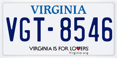 VA license plate VGT8546