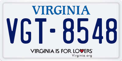 VA license plate VGT8548