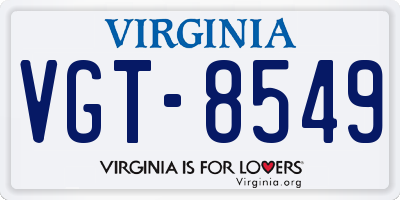 VA license plate VGT8549
