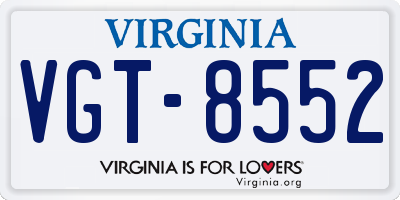 VA license plate VGT8552