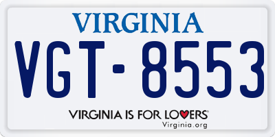 VA license plate VGT8553