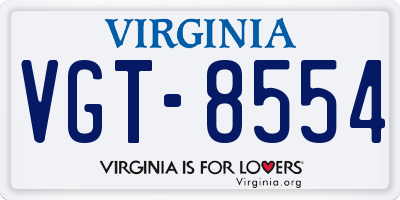 VA license plate VGT8554