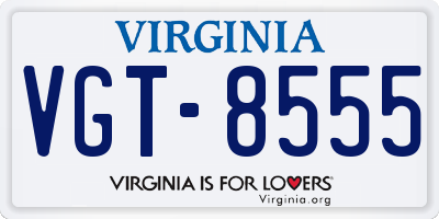 VA license plate VGT8555