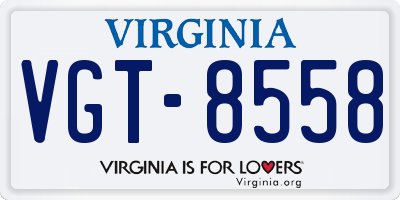 VA license plate VGT8558