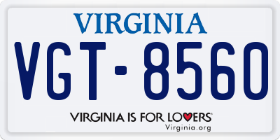 VA license plate VGT8560