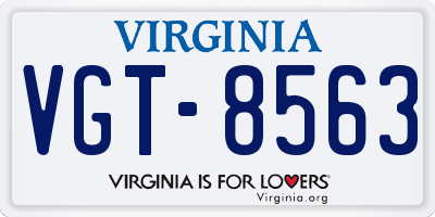 VA license plate VGT8563