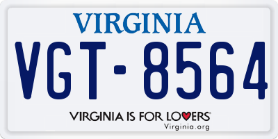 VA license plate VGT8564