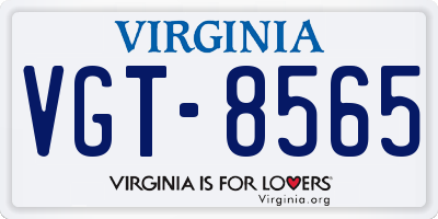 VA license plate VGT8565