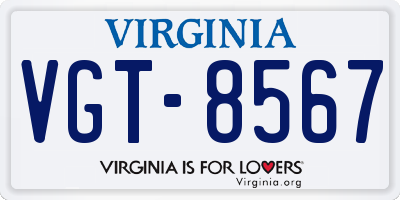 VA license plate VGT8567