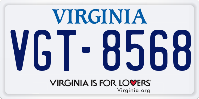 VA license plate VGT8568