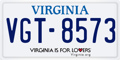 VA license plate VGT8573