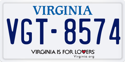 VA license plate VGT8574