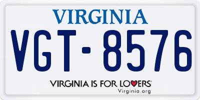 VA license plate VGT8576