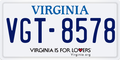 VA license plate VGT8578