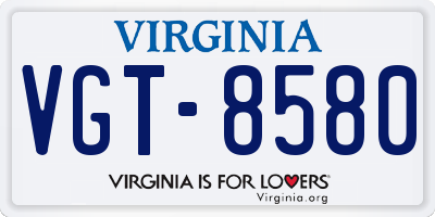 VA license plate VGT8580