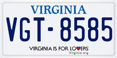 VA license plate VGT8585