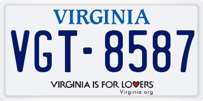 VA license plate VGT8587