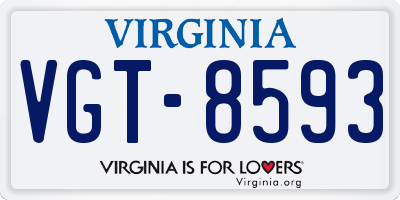 VA license plate VGT8593