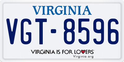 VA license plate VGT8596