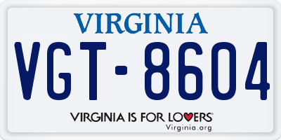 VA license plate VGT8604