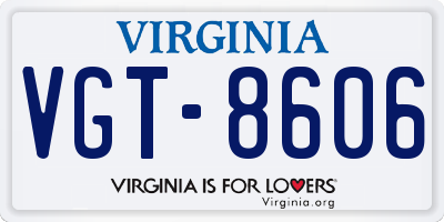 VA license plate VGT8606