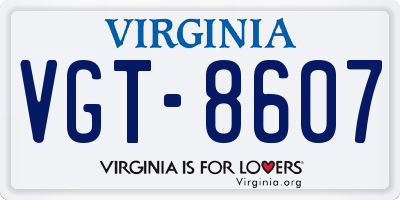 VA license plate VGT8607