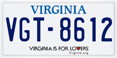 VA license plate VGT8612