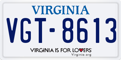 VA license plate VGT8613