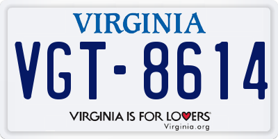 VA license plate VGT8614