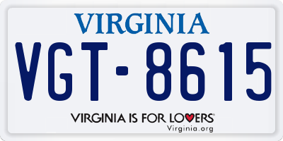 VA license plate VGT8615