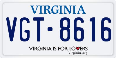 VA license plate VGT8616