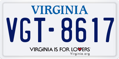 VA license plate VGT8617