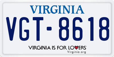 VA license plate VGT8618