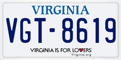 VA license plate VGT8619