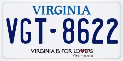 VA license plate VGT8622